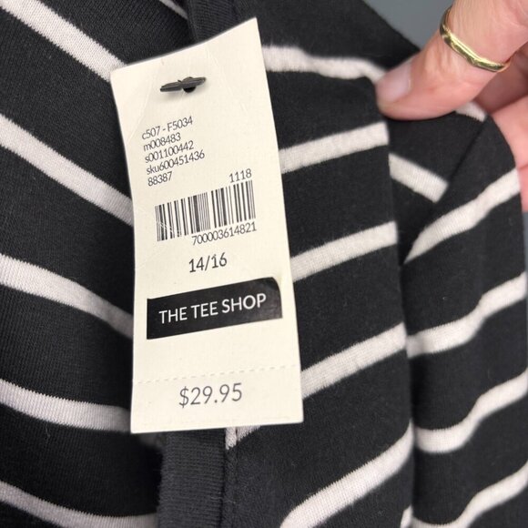 LANE BRYANT NEW Striped V-Neck Tee Womens 14/16 Black White Stretch - Picture 4 of 5